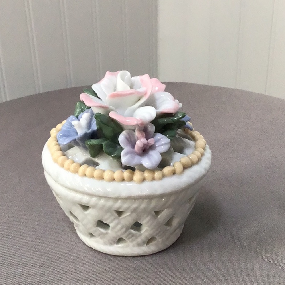 Vintage Trinket Box with Rose on Top